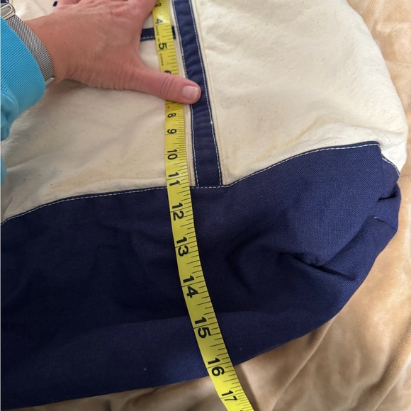 Retro Vintage Falling Leaf Lake Navy and Cream Tote Bag - Picture 8 of 8